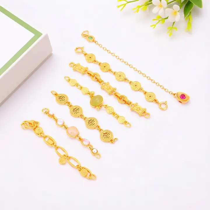 24K金メッキ延長チェーン【ハンドメイド・DIY用・水晶ブレスレット・装飾用チェーン】