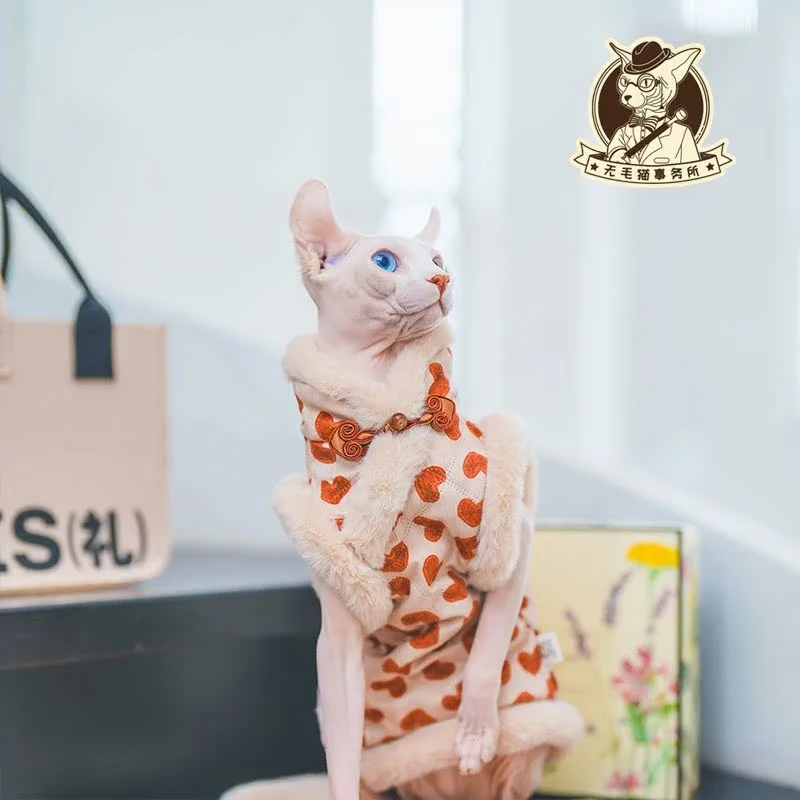 猫用旗袍 デザインのコットンワンピース：可愛さと機能性を兼ね備えた猫の模様替えアイテム