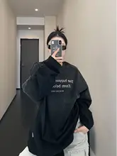 春季向けアメリカンスタイルのレトロ風長袖Tシャツ【グラデーションプリント・ルーズフィット】