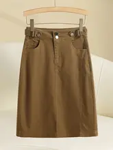 ハイウエストデニムスカート【夏用・フレアデザイン・ミディ丈・シンプルスタイル】