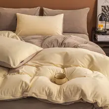 牛乳フランネルベビーベッド用4点セット【冬用・ダブルフェイス・フリースカバー・シーツ・毛布付き】