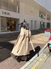 ZHOUMIAO 山羊绒フード付きH型コート【柔らかい毛羽立ち・冬用・レディース】