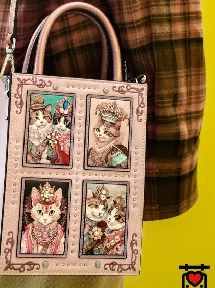 ファッショナブルな猫デザインのトートバッグ【軽やかでスタイリッシュな手提げ・ショルダー兼用】