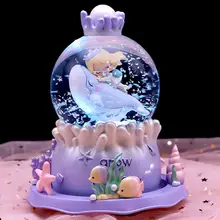 夢のある子供用クリスタルボール・イルカモチーフ音楽ボックス【プリンセス・スノーフレークデザイン・高級感】