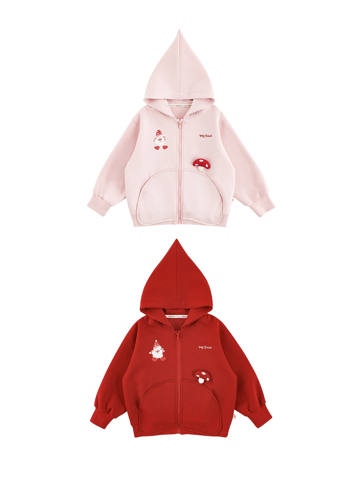 かわいいキノコ刺繍デザインの女の子用パーカー：春秋向けの軽量通気性と子供に合うサイズを実証