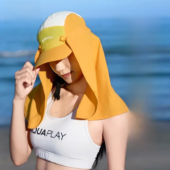 AQUAPLAY 日差しを防ぐ！ダイビング用キャップ【首元保護・アウトドア・ビーチ用】