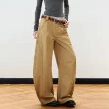 カーゴパンツ ユニセックス アメリカン風 ヴィンテージ ストリート デコンストラクション カーブドシルエット ワイド ルーズ 着回し「JUNECUT」