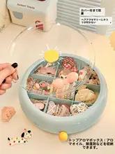 大容量のヘアアクセサリー収納ボックス【フタ付き・子供用・ヘアゴムやヘアクリップ収納】（セットアップ対応）