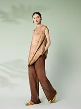 桑蚕丝製ワイドレッグパンツ【新中式デザイン・感】（セットアップ対応）