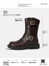 レディース レトロデザイン 本革内増高ショートブーツ【平底・ラウンドトゥ・イギリス風】