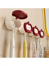 壁掛けタイプの歯ブラシ収納ラック【穴あけ不要・電動歯ブラシ対応・バスルーム用】