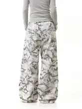 ユニセックス ビンテージスタイル 雪地迷彩ポケットワークパンツ【秋冬用・ゆったりストレート・ドラッグ丈】