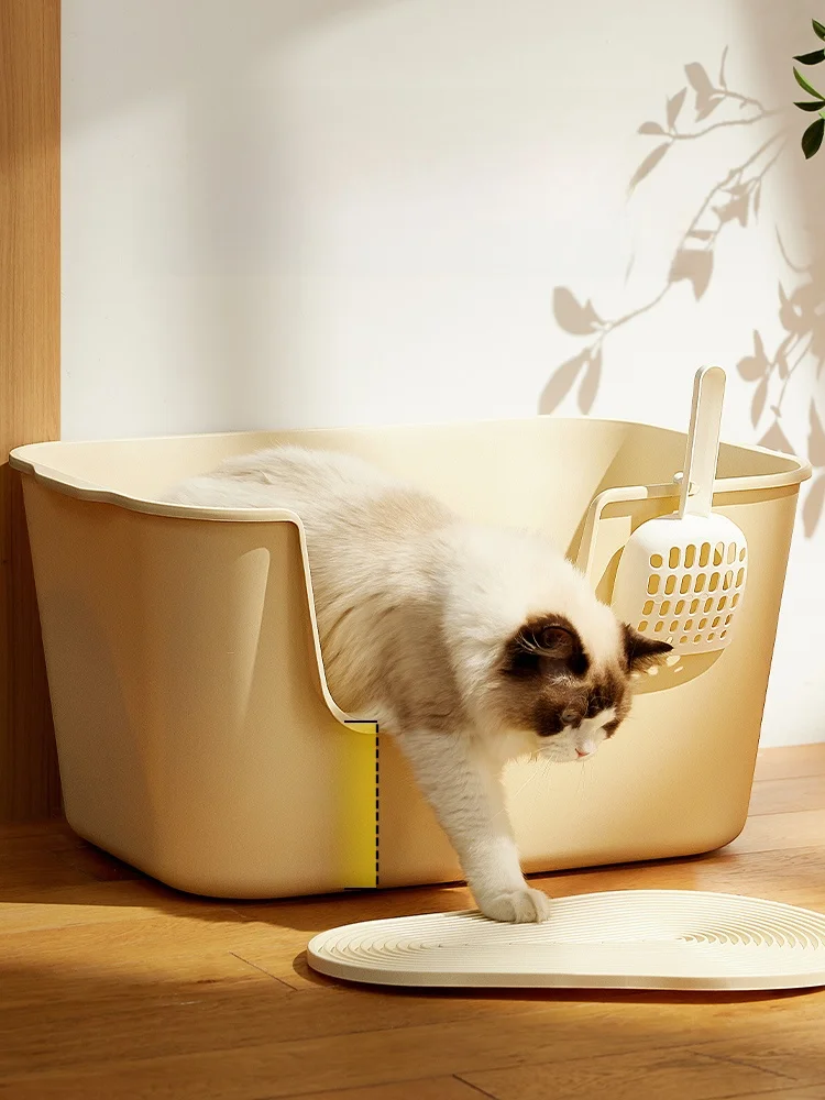 オープンタイプの大型猫砂トイレ：一人暮らし用猫のトイレ設置に最適な選択肢