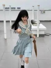薄荷アイス柄セーラー服【長袖・短袖・ネイビー襟・夏用】（セットアップ対応）