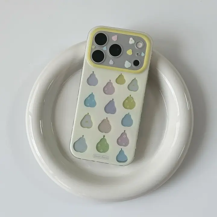 カラフル梨のデザインiPhoneケース【ポリカーボネート製・落下防止・可愛いスタイル】