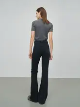 高腰加绒微喇デニムパンツ【秋冬用・スリムフィット・フレア】