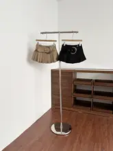 カーキ色 プリーツスカート【夏用・Aライン・低腰・防透け】（セットアップ対応）