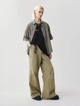 LIMPIDOCULUS 膝当て付きヴィンテージ風ダメージ加工カーゴパンツ【酵素洗い・ゆったりフィット】
