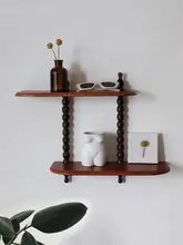 WULIHOME 木製 壁掛け装飾ラック【アンティーク調・マラードカラー・インテリア】