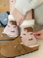 かわいいデザインの厚手ソックス【冬用・中筒・加绒・保温・室内用】