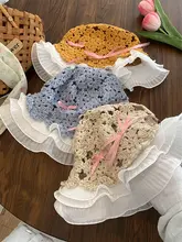 甘くて可愛いリボンレースニットバケットハット