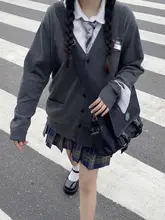秋向けオリジナルJK制服風ニットカーディガン【長袖・ゆったりシルエット・カジュアル】