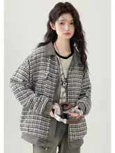 アメリカンスタイルのゆったりしたレディースジャケット【両面着用・翻り襟・カーディガン風】