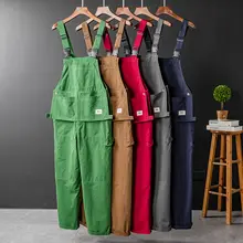 レトロ工装デザインのサロペットパンツ【ストレート・ワイドフィット・多ポケット】