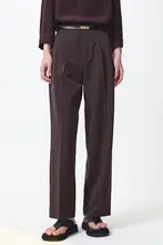 寺山文也の理想的なパンツ型・人字纹デザイン 春夏用レディースストレートパンツ【通勤・シンプル】