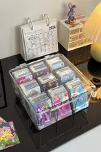 カード収納ボックス【アクリル製・仕切り付き・透明・デスク用】