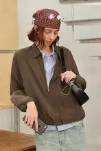 アメリカンレトロハリントン混紡ジャケット【春用・バリアブル襟・肩が落ちたデザイン】