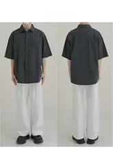 夏用の薄手ウォッシュ加工デニムシャツ【通気性・ゆったりとした五分袖】