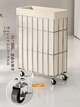 キャスター付き 折りたたみ式ランドリーバスケット【家庭用・移動可能・洗面所用】