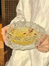高級感あるガラス製デザートボウルおよび皿【スイーツ・アイスクリーム・ヨーグルト用】（セットアップ対応）