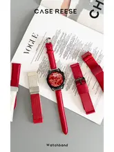 スマートウォッチ 交換ベルト ナイロン レザー シリコン マグネット式 赤 お正月 迎春 Huawei Watch GT5 GT4 GT3 Apple Xiaomi 対応
