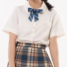 ツインレイヤーの甘いラウンドカラー半袖ブラウス【JK制服・学院風・スタイリング自由】