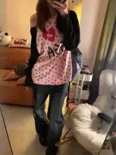 斜め肩デザインのドット柄長袖Tシャツ【春用・女性用・露出デザイン】（セットアップ対応）