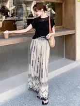 民族風プリントのワイドパンツとレーストップス【ユニークなデザイン・レトロスタイル・女性用】（セットアップ対応）
