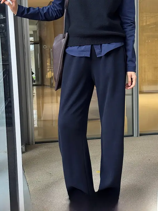ワイドパンツ レディース ストレート カーブシルエット とろみ素材 ドレープ感 ルーズ きれいめ 上品 秋物