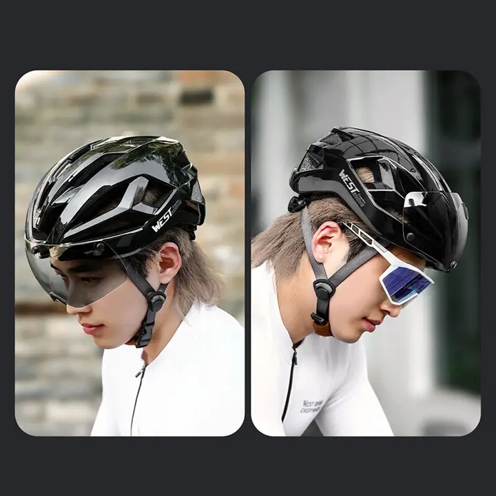 自転車用ヘルメットバイザー【マグネット式・調光レンズ・昼夜兼用】