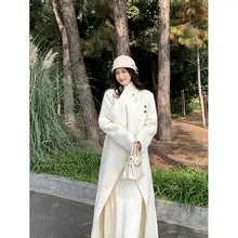 林妍儿 ホワイトメリノウールリバーシブルコート【女性用・冬季・ラフフィット・中長丈】