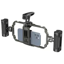 スマホ用ダブルハンド撮影キット【ウサギ型グリップ・iPhone、Android対応・三脚付き・Bluetoothリモコン】（セットアップ対応）