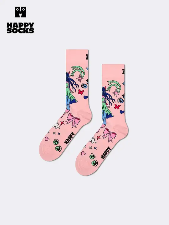 春夏用 ファッショナブルな二次元デザインの中筒ソックス
