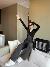 秋季トレンドのボタン付きストレー トサロペットパンツ【レトロデザイン・大人カジュアル・バックストラップ】（セットアップ対応）