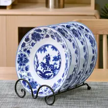 青花柄の陶器製深皿・浅皿【高温焼成・中華料理用】