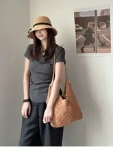 25新商品 綿糸手編み トートバッグ