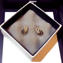 S925 シルバー針ユニークなラインストーン サークル スタッドピアス