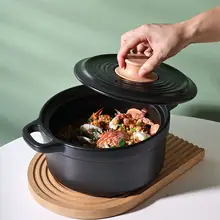 耐熱陶器製ダブルハンドポット【大容量・木製ハンドル・ひび割れ防止】