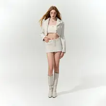 FTT Flythetruth 毛糸スカートとショートジャケットの2点セット【春秋向け・韓国風】