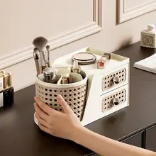 ヴィンテージ風回転ペン立て【デスクオーガナイザー・多機能文房具収納】